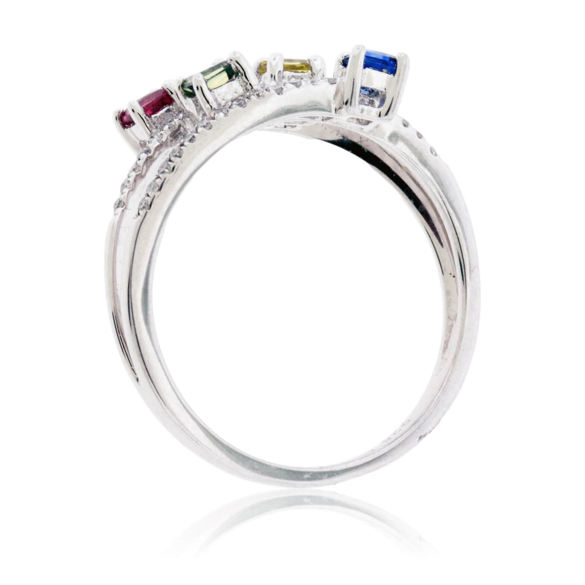 Prong Set Style Rainbow Sapphire & Diamond Ring - Park City Jewelers