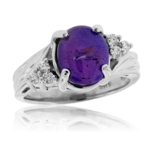 Purple Star Sapphire Cabochon Ring in White Gold - Park City Jewelers