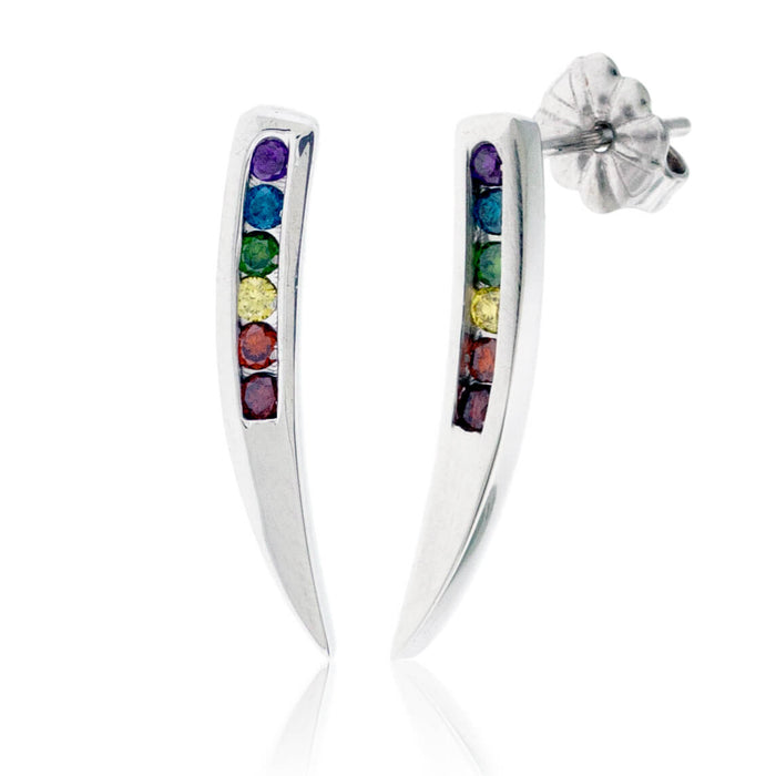 Rainbow Colored Diamond Climber Earrings - Park City Jewelers
