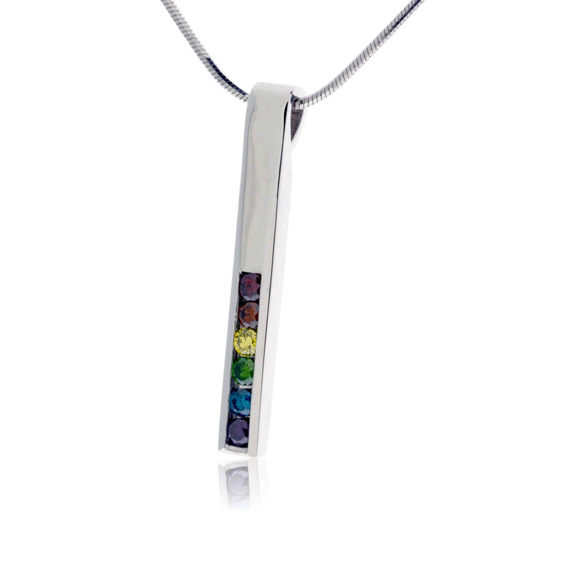 Rainbow Diamond Bar Style Pendant - Park City Jewelers