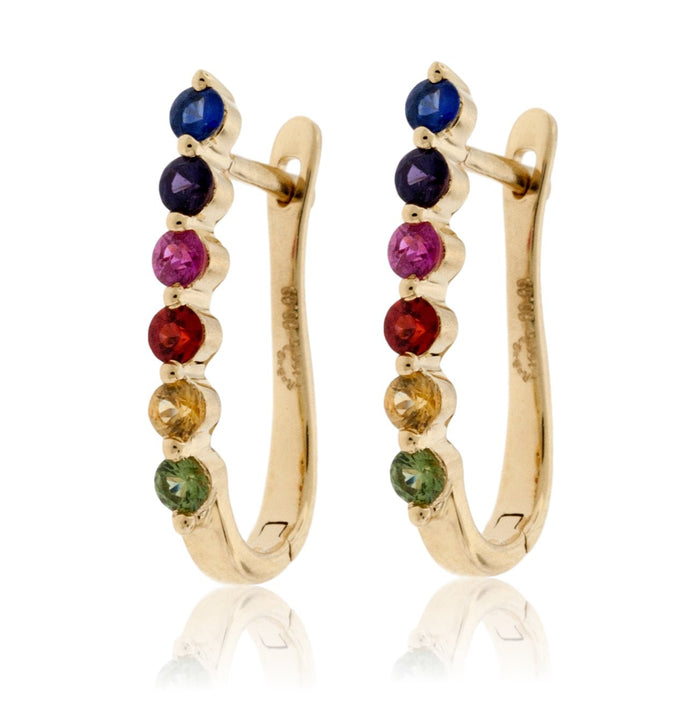 Rainbow Sapphire and Yellow Gold Earrings - Park City Jewelers