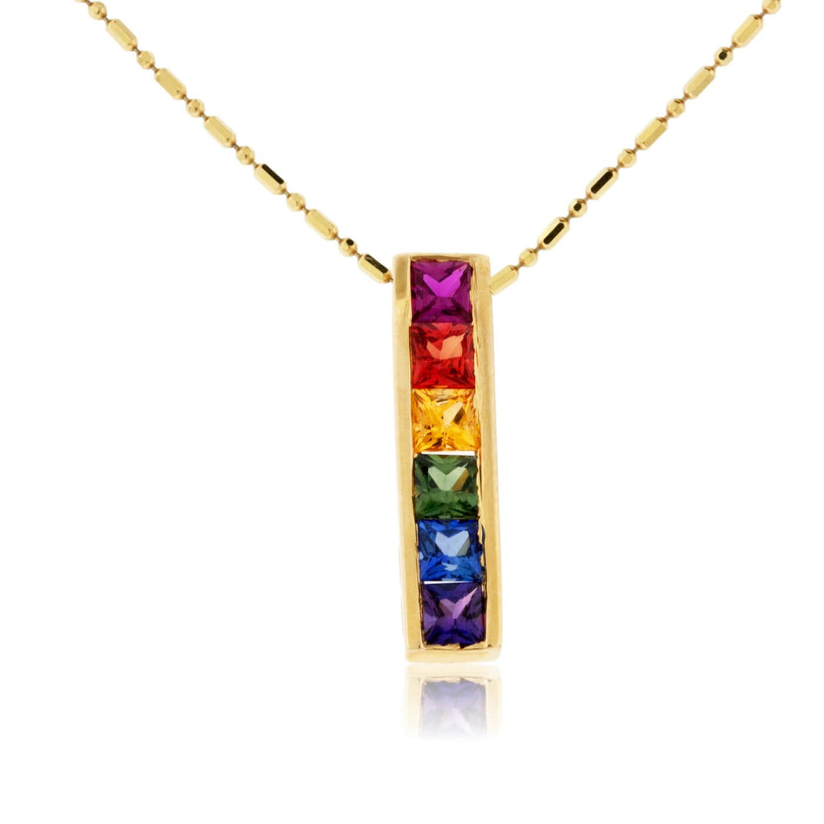 Rainbow Sapphire Bar Style Drop Pendant - Park City Jewelers