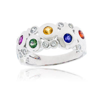 Rainbow Sapphire Bubble Style Bezel Set Ring - Park City Jewelers