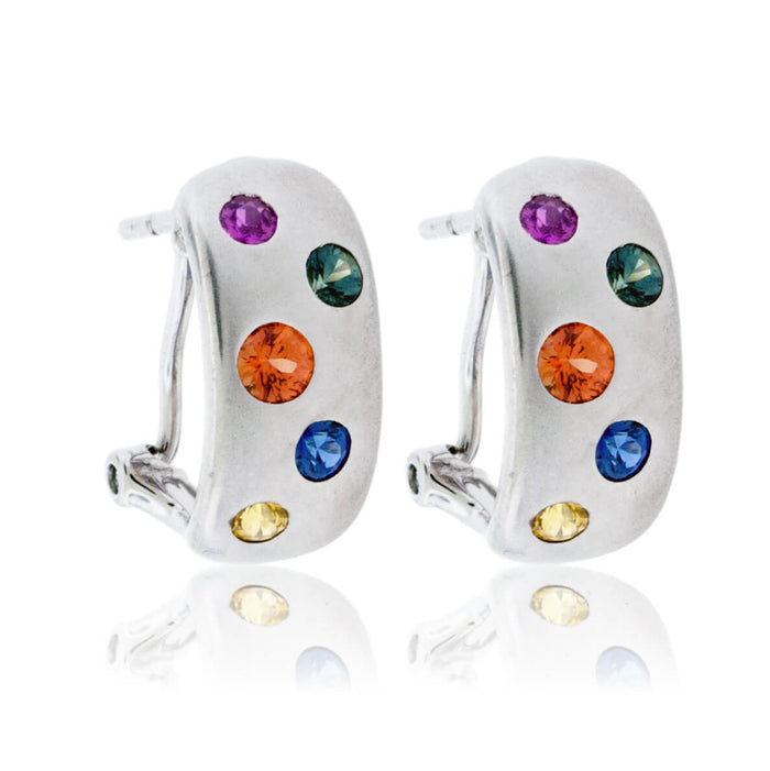Rainbow Sapphire Flush Set Earrings - Park City Jewelers