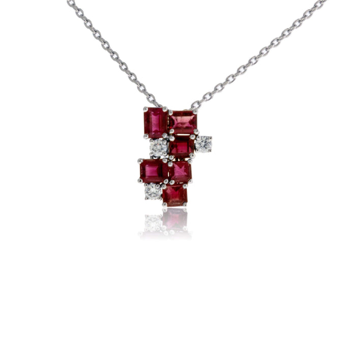 Rare Red Emerald Cut Cluster Style Pendant - Park City Jewelers
