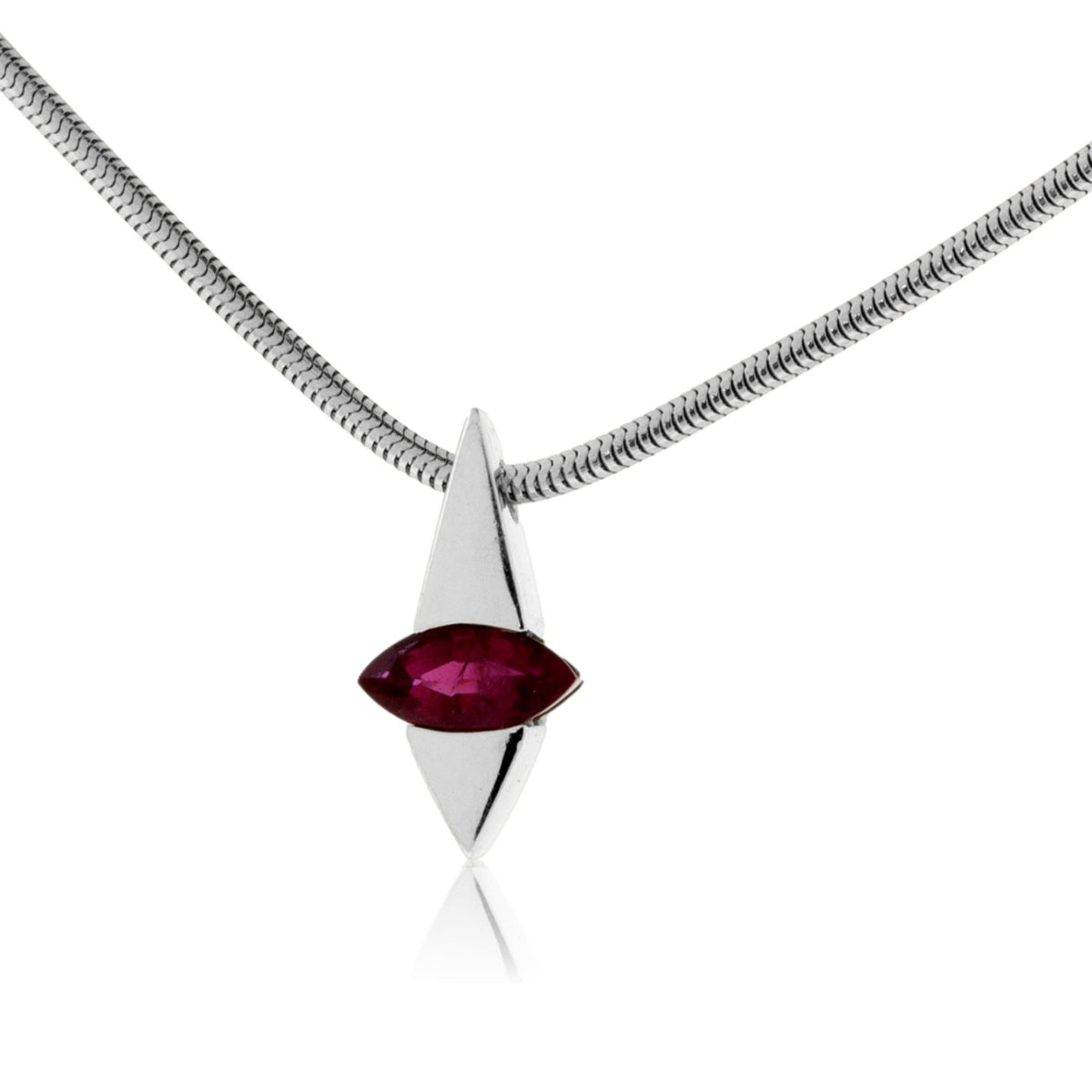 Rare Red Emerald Marquise Solitaire Style Pendant - Park City Jewelers