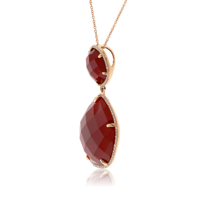 Red Agate & Diamond Double Layer Pendant - Park City Jewelers