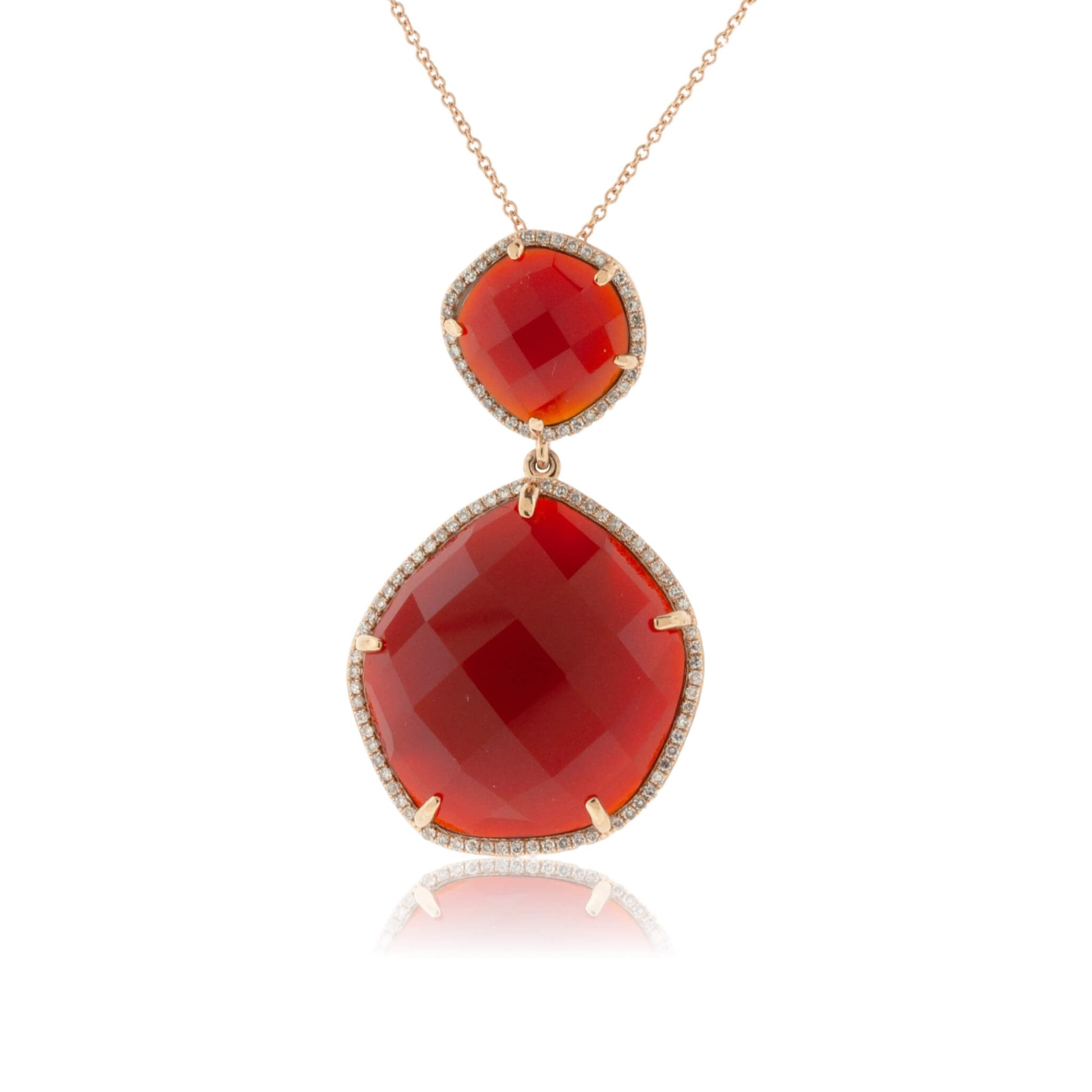 Red Agate & Diamond Double Layer Pendant - Park City Jewelers