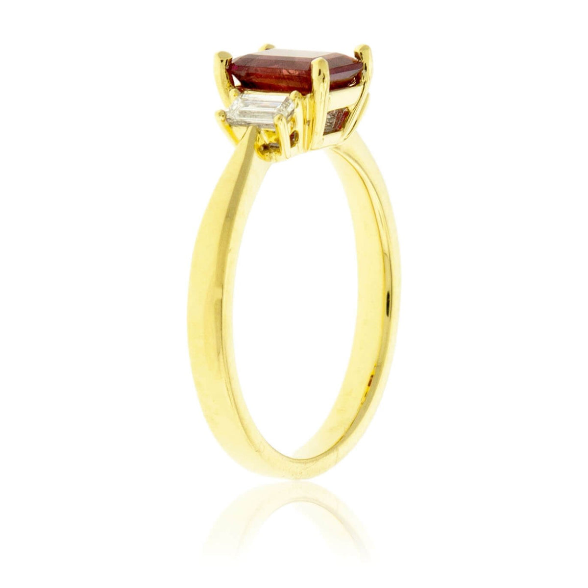 Red Beryl Emerald & Baguette Diamond Yellow Gold Ring – Park City