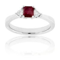 Red Beryl Emerald & Round Diamond Platinum Ring - Park City Jewelers