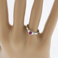 Red Beryl Emerald & Round Diamond Platinum Ring - Park City Jewelers