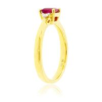 Red Beryl Emerald & Round Diamond Yellow Gold Ring - Park City Jewelers