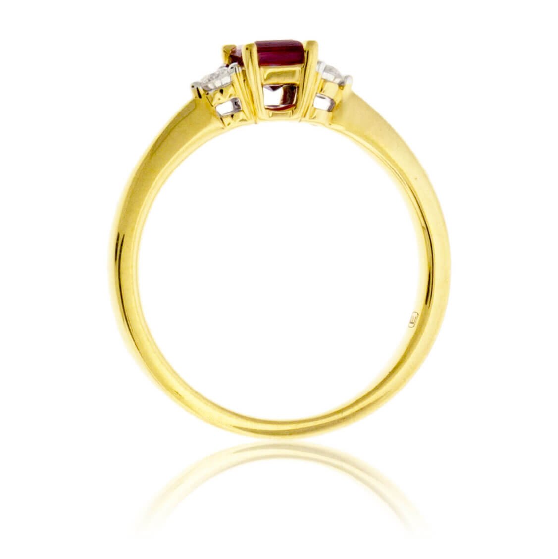 Red Beryl Emerald & Round Diamond Yellow Gold Ring - Park City Jewelers