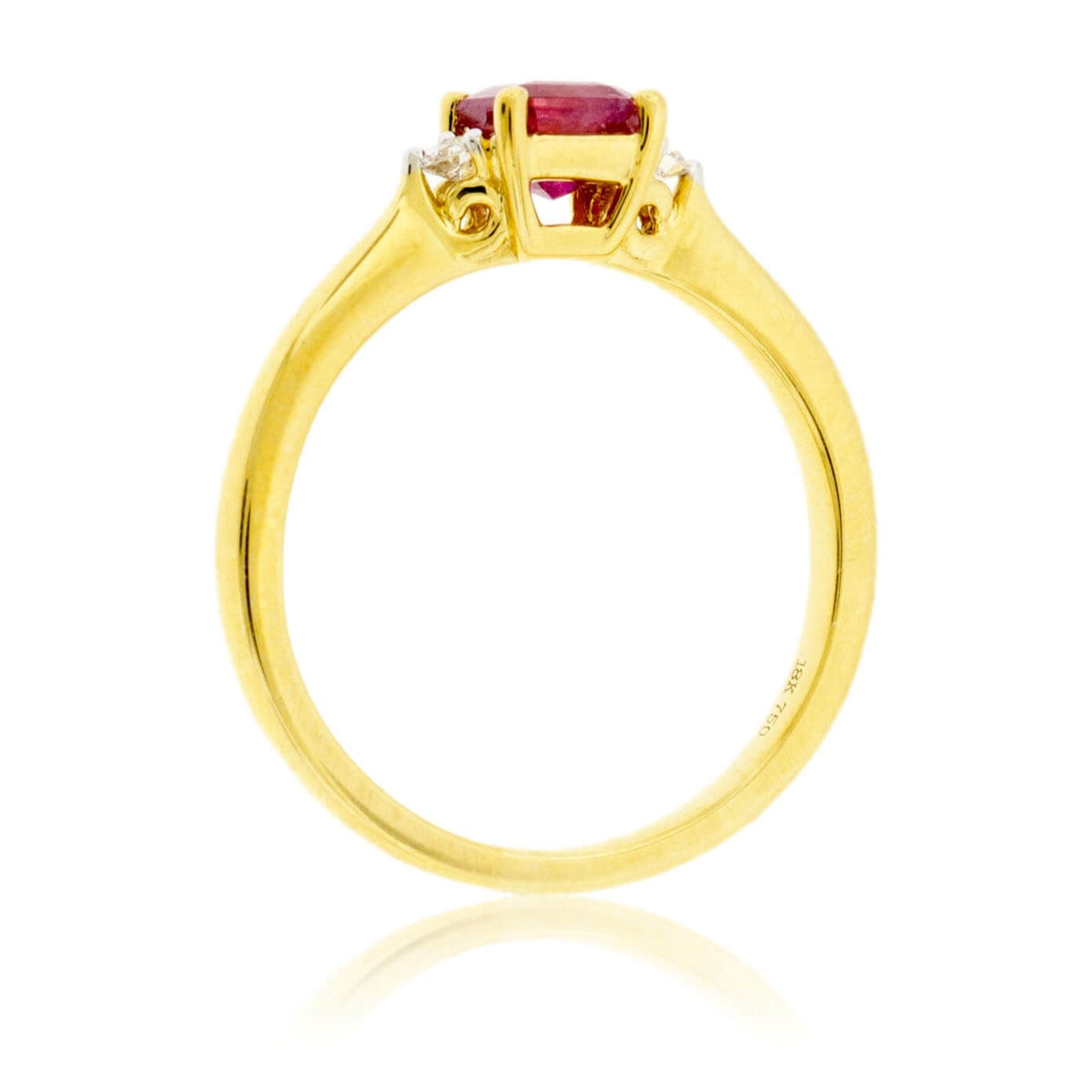 Red Beryl Emerald & Round Diamond Yellow Gold Ring - Park City Jewelers
