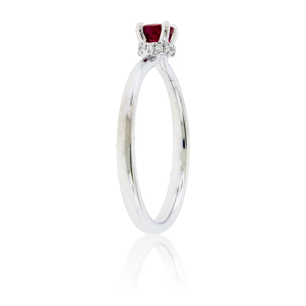 Red Emerald and Diamond Hidden Halo Style Ring – Park City Jewelers