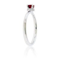 Red Emerald and Diamond Hidden Halo Style Ring - Park City Jewelers