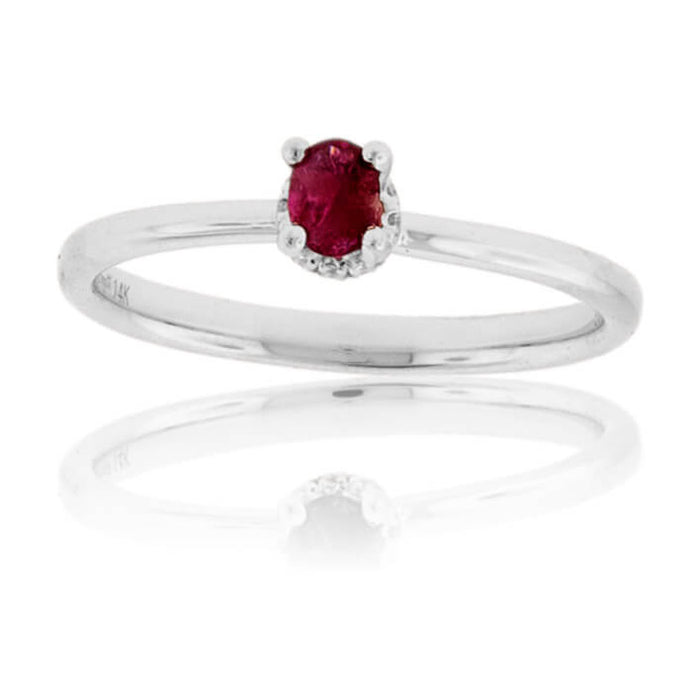 Red Emerald and Diamond Hidden Halo Style Ring - Park City Jewelers