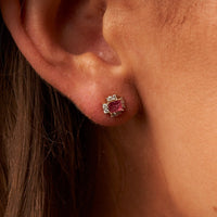 Red Emerald and Diamond Stud Earrings - Park City Jewelers