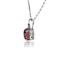 Red Emerald (Beryl) Cabochon & Single Diamond Pendant - Park City Jewelers