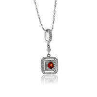 Red Orange Sapphire & Diamond Silver Pendant - Park City Jewelers