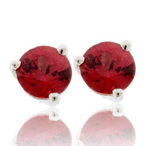 Red-Orange Sapphire Round Stud Earrings - Park City Jewelers