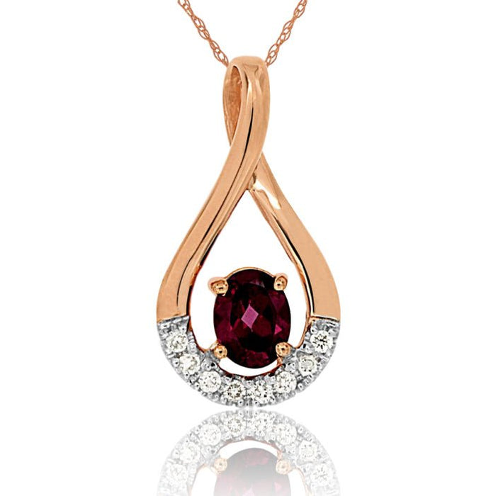 Rhodolite Garnet and Diamond Pendant - Park City Jewelers