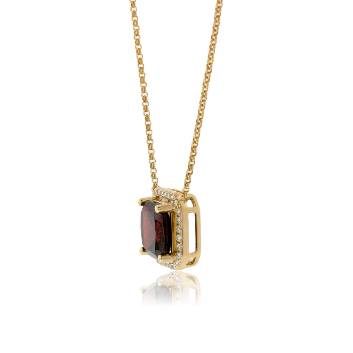Rhodolite Garnet in Diamond Halo Pendant - Park City Jewelers