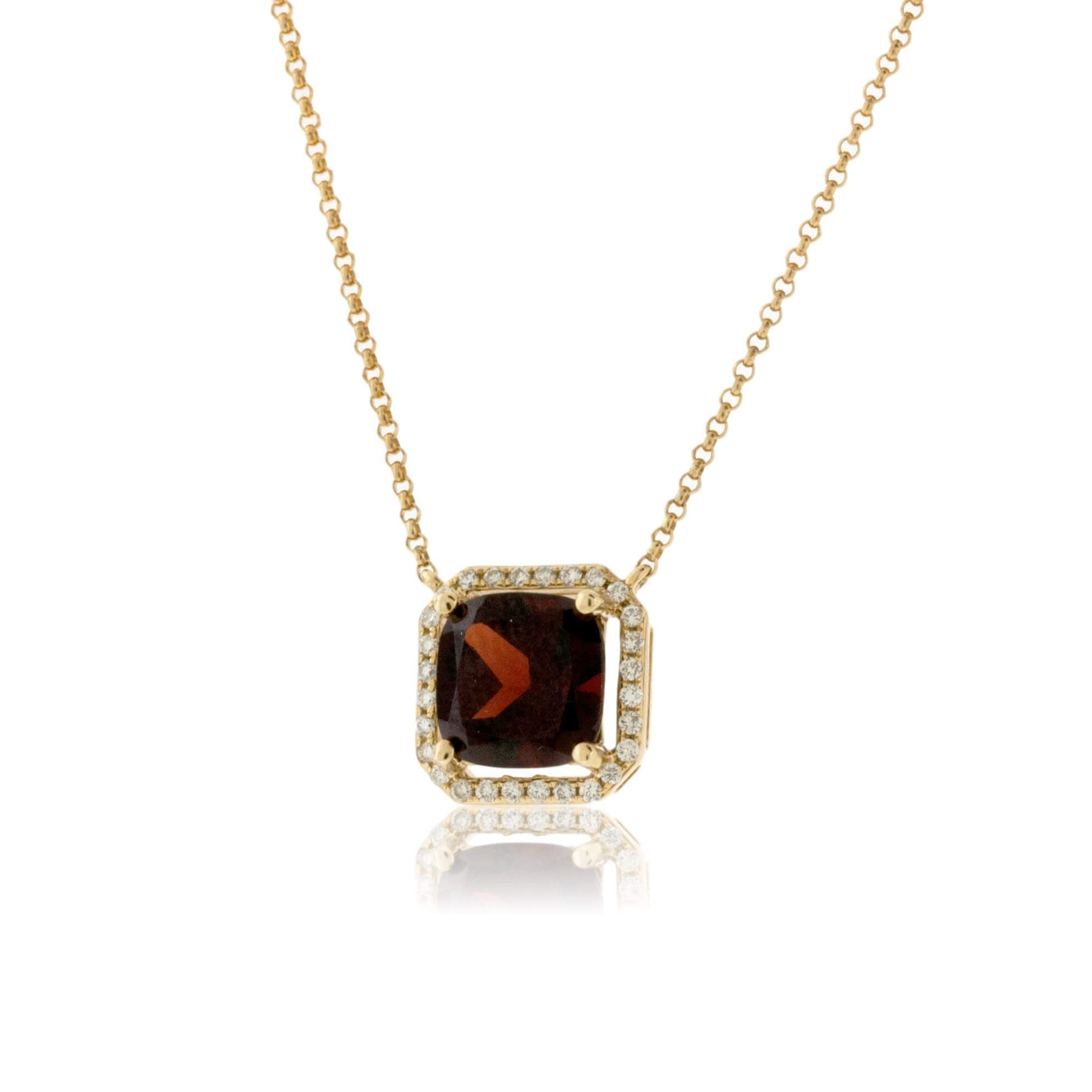 Rhodolite Garnet in Diamond Halo Pendant - Park City Jewelers