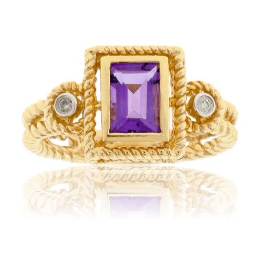 Rope Style Amethyst and Diamond Ring - Park City Jewelers