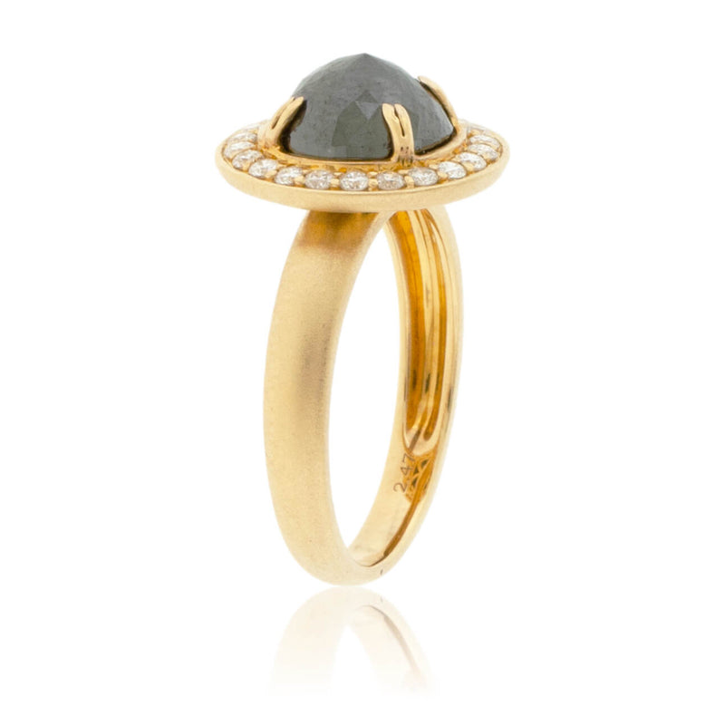 Rose-Cut Black Diamond & Diamond Halo Style Ring - Park City Jewelers