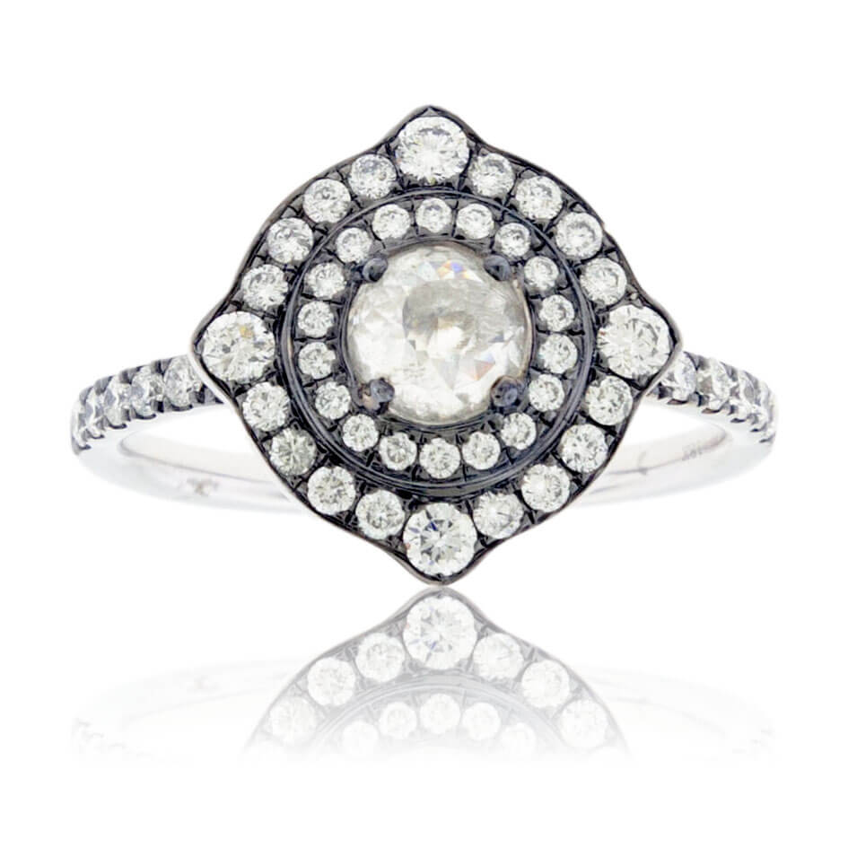 Rose-Cut Diamond & Diamond Expanded Halo Ring - Park City Jewelers
