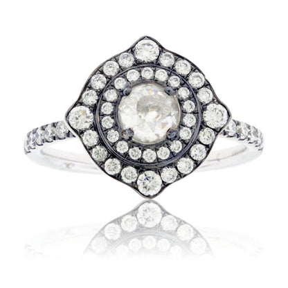 Rose-Cut Diamond & Diamond Expanded Halo Ring - Park City Jewelers