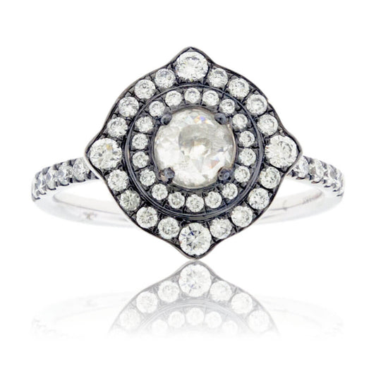 Rose-Cut Diamond & Diamond Expanded Halo Ring - Park City Jewelers