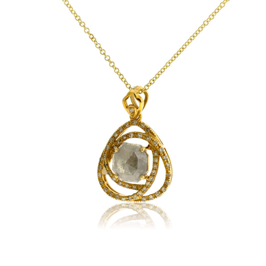 Rose Cut Fancy Rough Diamond Pendant with Diamond Accents - Park City Jewelers