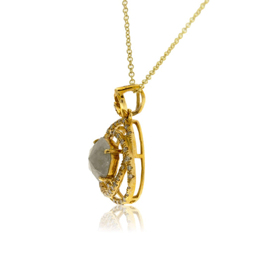 Rose Cut Fancy Rough Diamond Pendant with Diamond Accents - Park City Jewelers