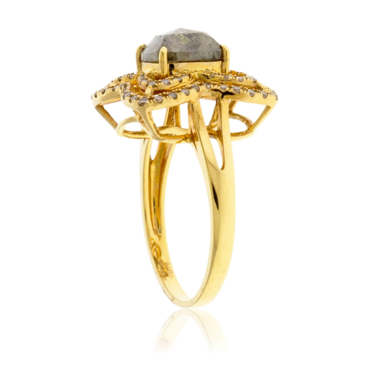 Rose-Cut Rough Diamond & Diamond Double Halo Style Ring - Park City Jewelers
