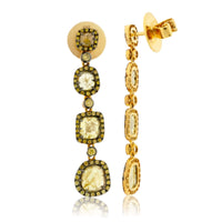 Rose Cut Yellow Diamond & Yellow Diamond Dangle Earrings - Park City Jewelers