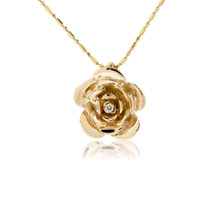 Rose Flower Style and Diamond Pendant - Park City Jewelers