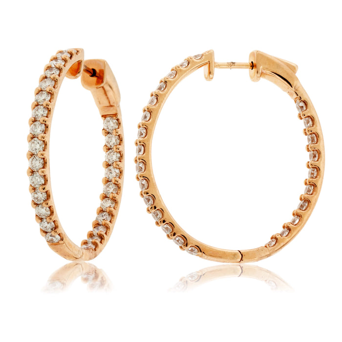 Rose Gold 3.0 Carat Inside Out Diamond Hoop Earrings - Park City Jewelers