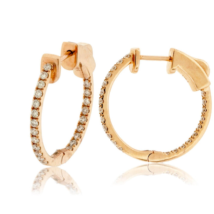Rose Gold .50 Carat Inside Out Diamond Hoop Earrings - Park City Jewelers