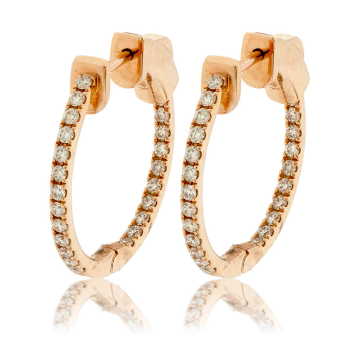 Rose Gold .50 Carat Inside Out Diamond Hoop Earrings - Park City Jewelers