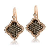 Rose Gold and Cognac Colored Diamond Dangle Earrings - Park City Jewelers