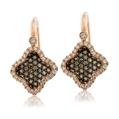 Rose Gold and Cognac Colored Diamond Dangle Earrings - Park City Jewelers