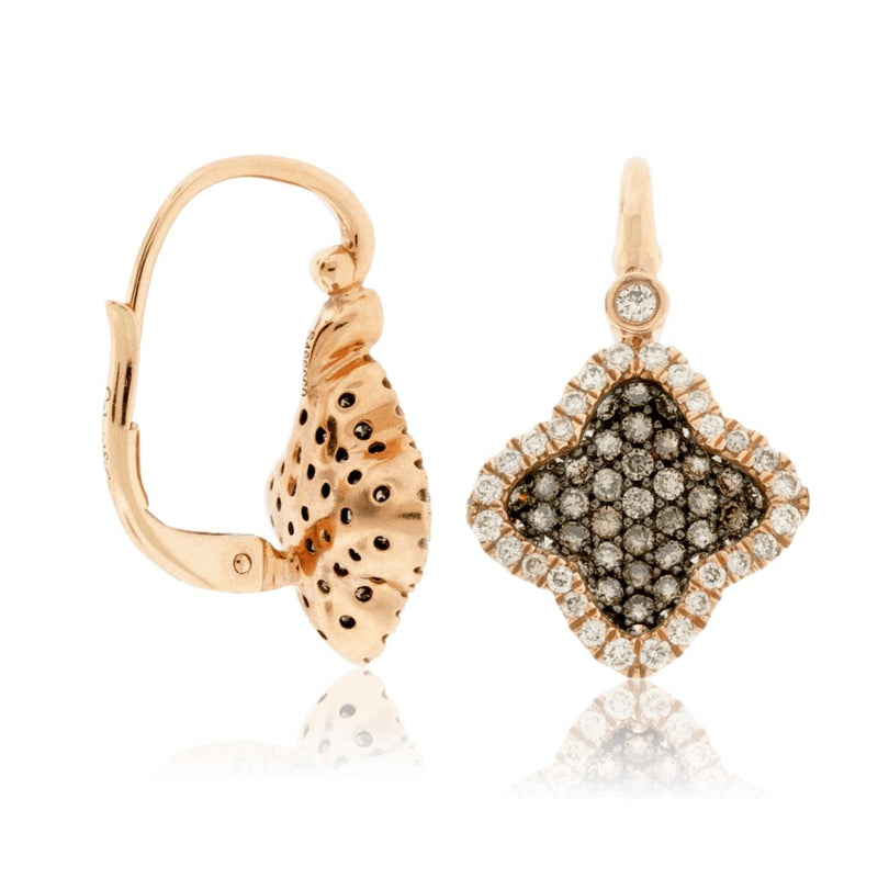 Rose Gold and Cognac Colored Diamond Dangle Earrings - Park City Jewelers