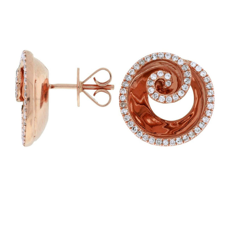 Rose Gold and Diamond Swirl Earrings - Park City Jewelers