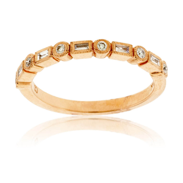 Rose Gold Baguette & Round Diamond Style Band - Park City Jewelers