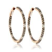 Rose Gold Brown Diamond & Diamond Inside-Out Hoop Earrings - Park City Jewelers