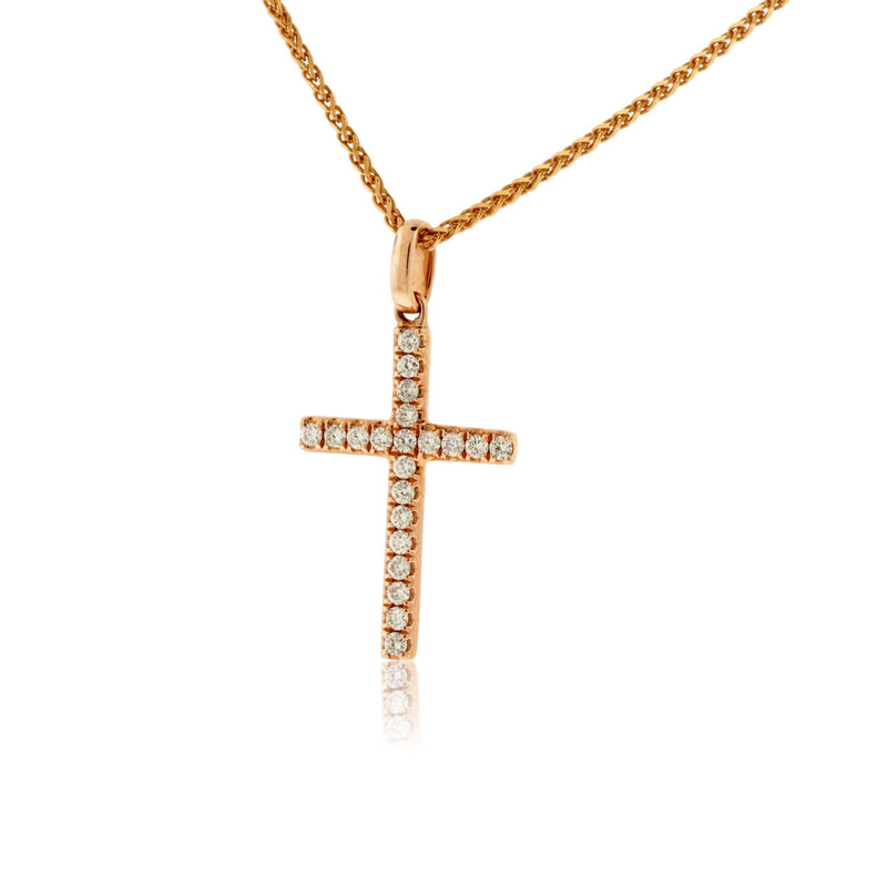 Rose Gold Diamond Cross Pendant - Park City Jewelers