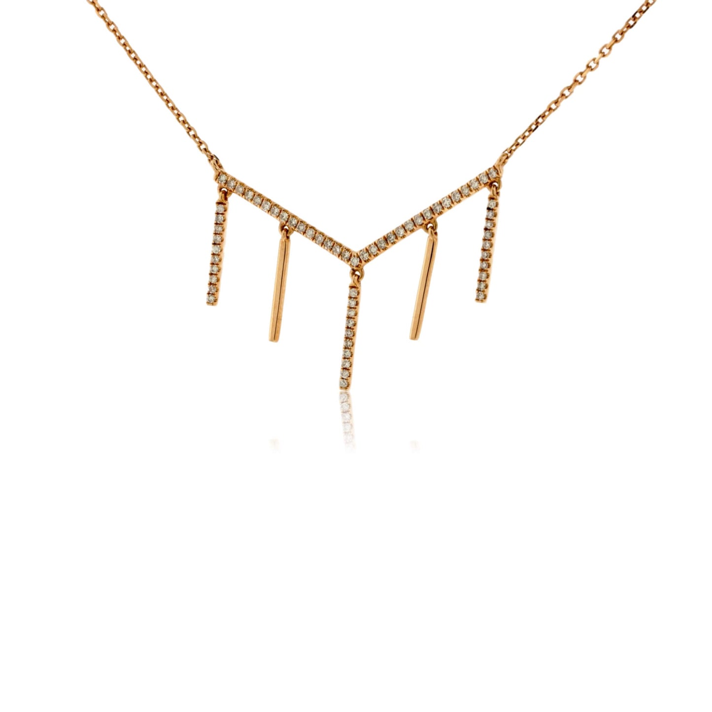 Rose Gold Diamond Multiple Vertical Bar Necklace - Park City Jewelers