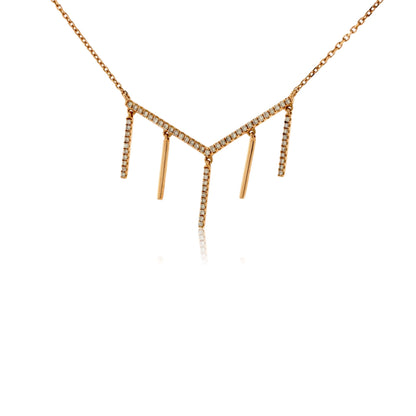 Rose Gold Diamond Multiple Vertical Bar Necklace - Park City Jewelers